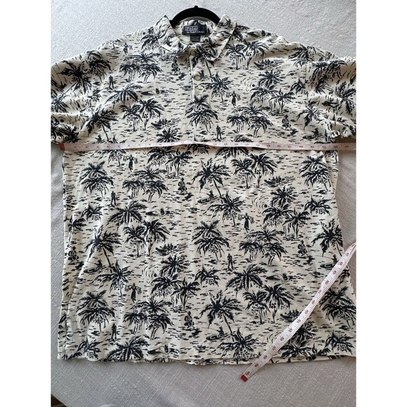 Vintage Polo Ralph Lauren Mens Hawaiian Polo Shirt size XL Floral Palm Trees 90s - Picture 8 of 11